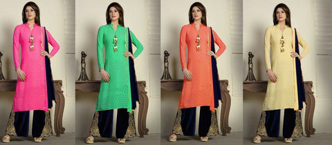 4 Color 4 Pcs Indian Pakistani Bollywood Designer & Georgette Salwar Kameez Suits