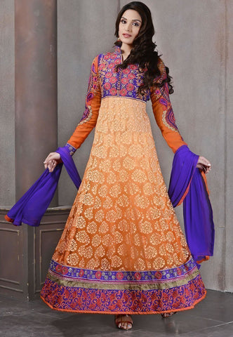 Alluring Orange Color Wedding Wear Designer Anarkali Suit