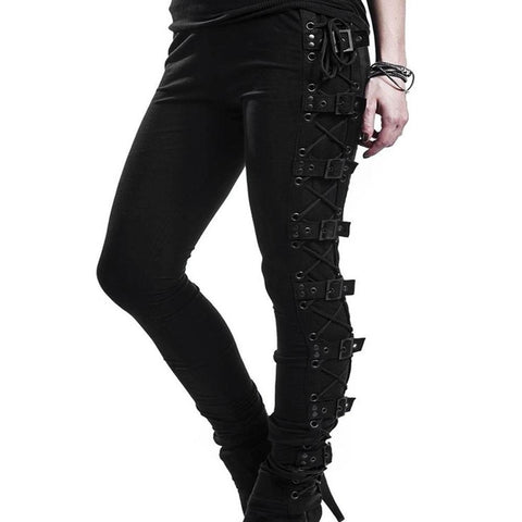 2020 Antibacterial Healthy Long Life Women Gothic Lady Side Lace Up Pants Fashion Skinny Trousers Fit Sporting Leggins женские