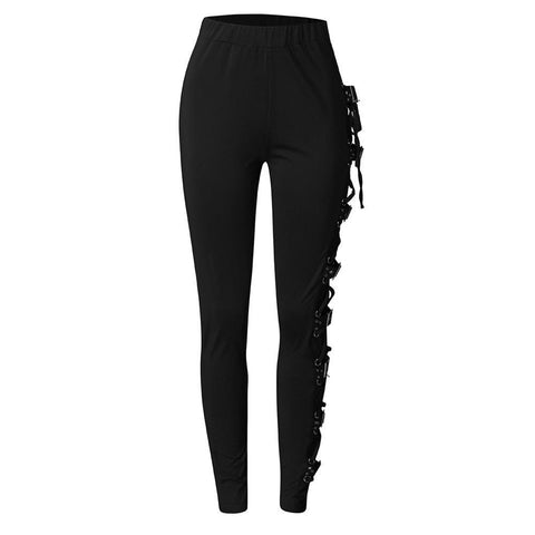 2020 Antibacterial Healthy Long Life Women Gothic Lady Side Lace Up Pants Fashion Skinny Trousers Fit Sporting Leggins женские