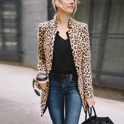 2020 Autumn and winter blazer women Fashion New Straight jacket stand collar long sleeve leopard Print blazer Loose Jacket!