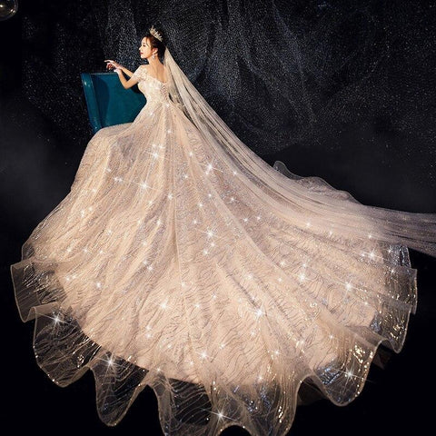 2020 Abiye Gece Elbisesi Main Wedding Dress 2020 New Bridal Gowns Web Celebrity Trill Trailing Luxury Star, Super Fairy Dream