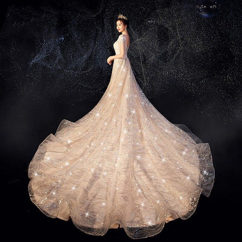 2020 Abiye Gece Elbisesi Main Wedding Dress 2020 New Bridal Gowns Web Celebrity Trill Trailing Luxury Star, Super Fairy Dream